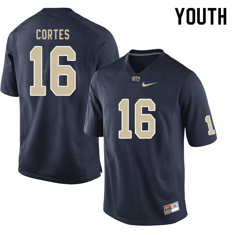 Youth #16 Jake Cortes Pitt Panthers College Football Jerseys Sale-Navy